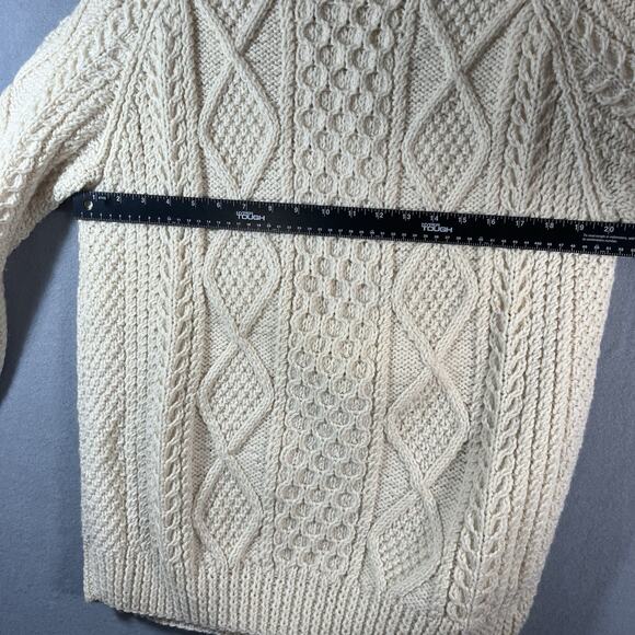 Glen Eany Genuine Donegal Knit 100% Wool Sweater Ireland Long‎ Sleeve Ivory L - Picture 4 of 10